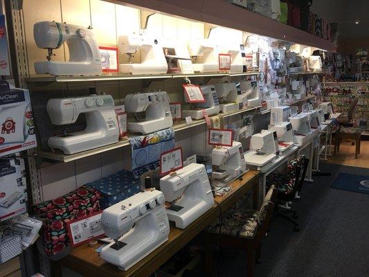 We carry premium quality sewing machines such as Janomy, Elna, Necchi and service any brands.