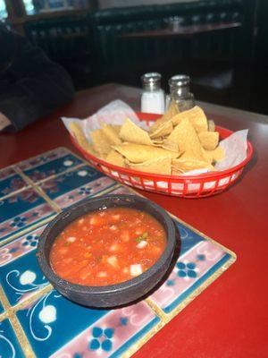 Complimentary chips and salsa.