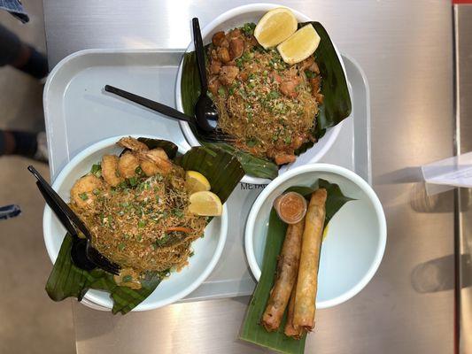 Veggie Pancit Noods w/shrimp + Noods w/chicken + Veggie Lumpia