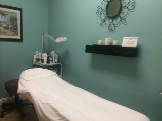 Facials, Skincare Treatments, Waxing, Permanent Makeup in our Calming Spa Room