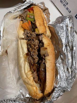 Cheesesteak with peppers and onions