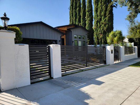 New full front fencing/ gate, concrete pillar and automatic opener in Sherman oaks, ca