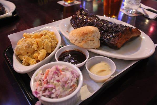 $12.95 Half Rack Baby Back Ribs and sides. Featuring Kansas BBQ sauce & warm cinnamon honey butter.