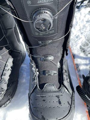 Broken snowboard boot