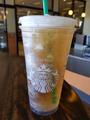 Green iced tea with one pump of sweetener...ahhh! First warm day in Dallas