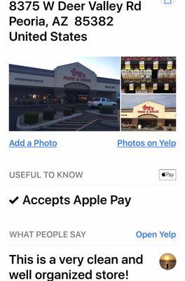 Here is the screen shot on Yelp for Frys