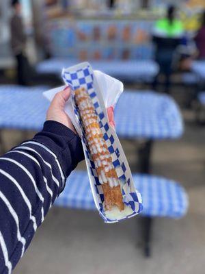 Churro stuffed with cream.