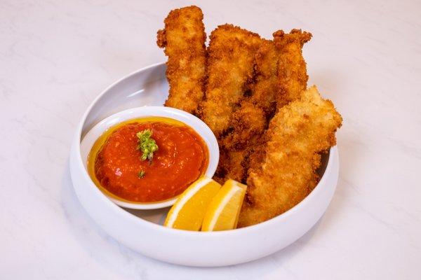 CALAMARI FINGERS - angry gorilla sauce, lemon