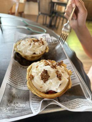 Nutella waffle bowls, cute but not super filling