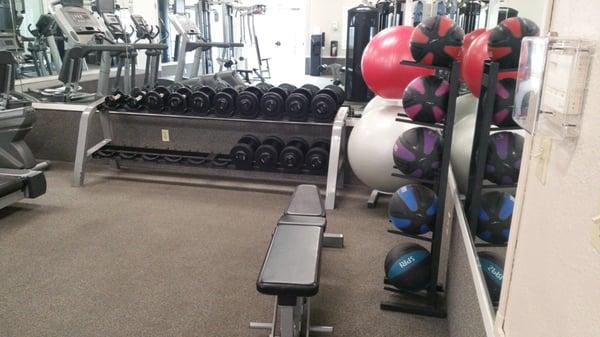 They have a good setup of dumbells and medicine balls alot of really good stuff.