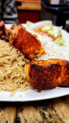 Fish Kebab on rice