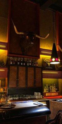 Bar with glowing and Mooing steer