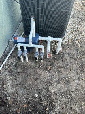 Buried and completed Pentair 1.5HP irrigation pump with electric solenoids