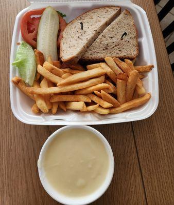 Reuben sandwich and fries