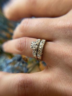 1950's diamond wedding set in 14K yellow gold