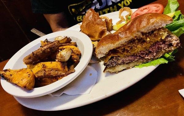 Inside the Cowboy Burger cooked to medium