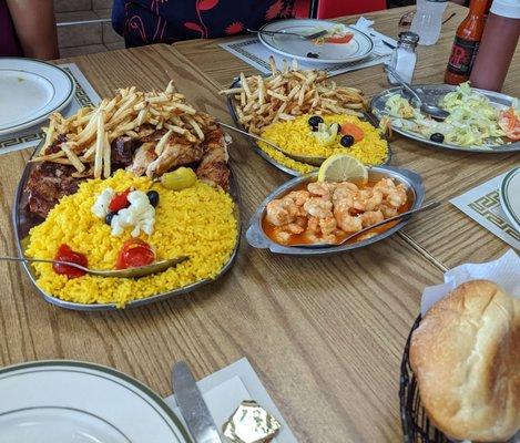 Chicken and rib combo.   Garlic shrimp.