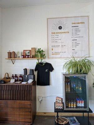 Menu and cute little merch corner