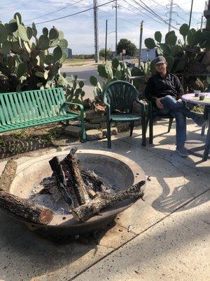 Fire pit outside the ice house.