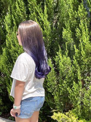 Purple tip hair.