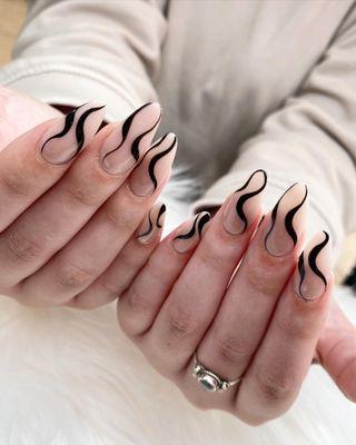 Nude powder with black curves design by Johnny