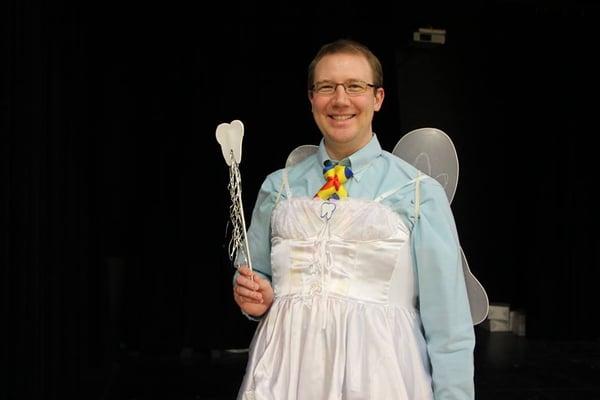 during our visit to kerr middle school, dr. hawkins dressed as the tooth fairy to talk to the kids about their teeth!