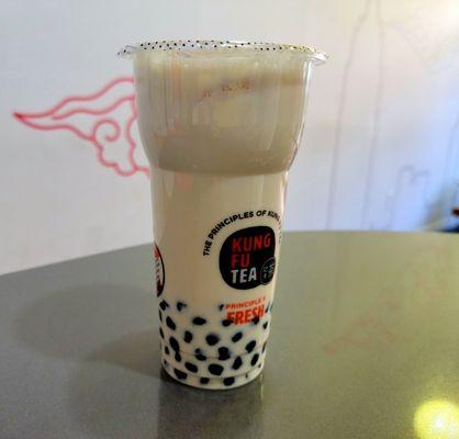 Jasmine milk green tea with boba