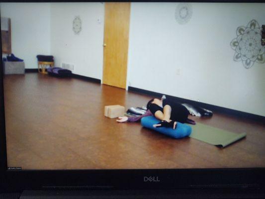 Restorative yoga class streamed on Sundays.  Excellent!