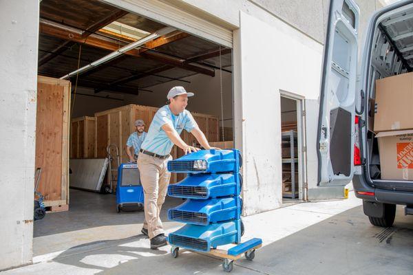 Loading up some drying equipment for our next water loss