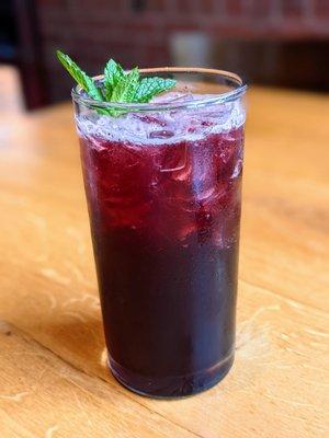 Blue Crush cocktail. Gordon's gin, blueberry-balsamic shrub, Frenet-Branca, lemon. $12.