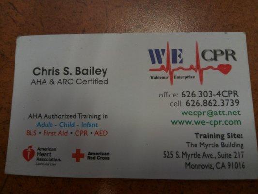 He was great!!! Affordable. Very knowledgeable! Gives you tips that aren't even related to CPR. Takes his time with you.