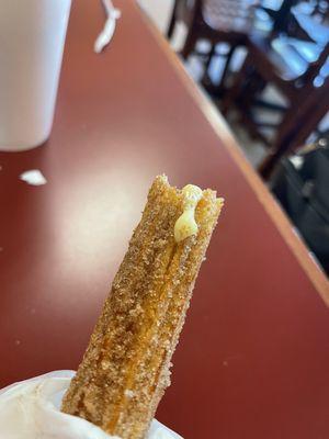 Churro stuffed with Bavarian cream