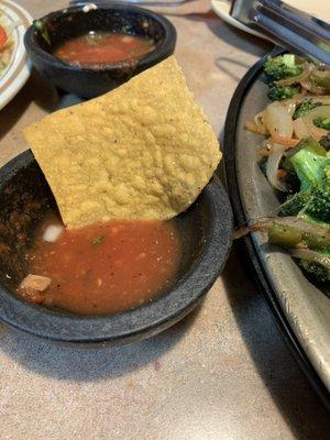 Warm fresh chips and great salsa for your appetizer!