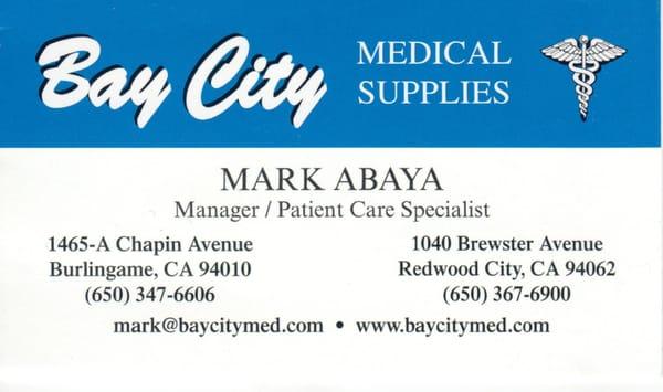 Bay City Medical Supplies Card