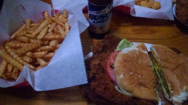 Tenderloin, Fries, and Cold Beer! Can't wait to come back. Not to mention very affordable!