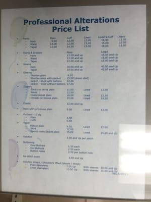 Price Sheet