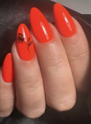 Gel x nails with freehand nail art