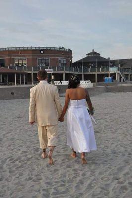 The view of the carousel and rotunda after our wedding ceremony on the beach.