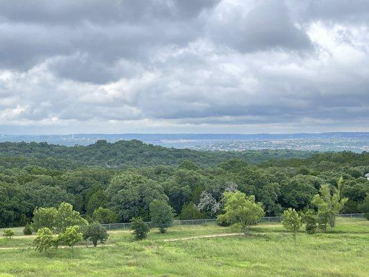 Hill Country View with Mansfield Dam in distance.