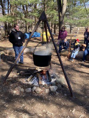 Maple syrup boiling away