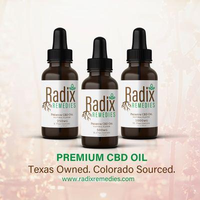 Radix Remedies premium CBD oil tinctures comes in 3 different strengths.