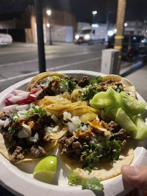 4 carne asada street side tacos