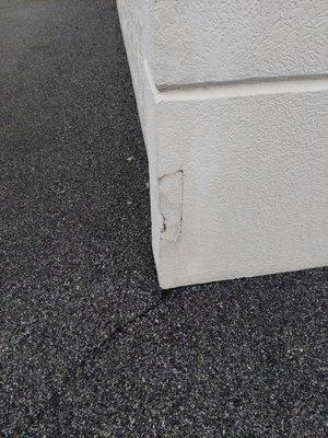 Damaged wall at AAA repair