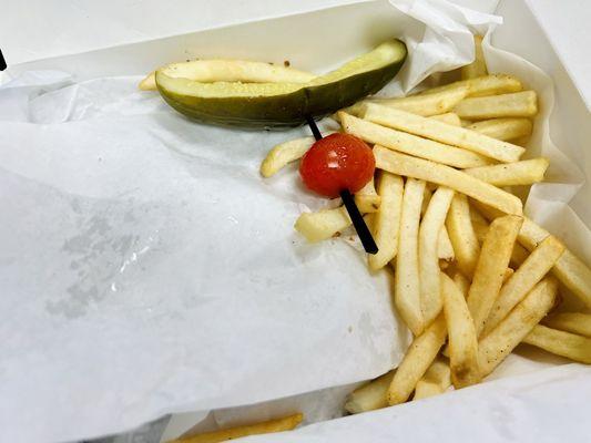 Pickle and side of fries sub chips