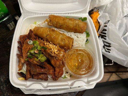 Bun thit nuong with egg rolls