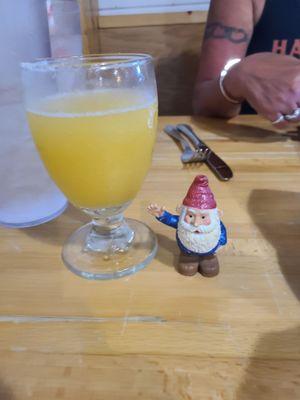 Ernie the gnome about to enjoy his Margarita