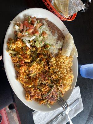 Chorizo and huevos con nopales