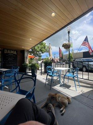 Outdoor patio where we could people watch.