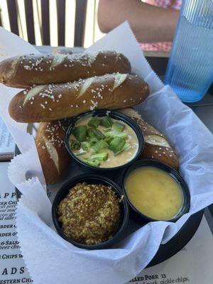 Fresh pretzel bread, stone ground mustard, and DELICIOUS beer cheese!!