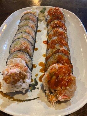 Tempura sushi and spicy sushi